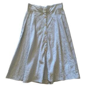 Saks Fifth Avenue Blue And White Striped Linen Long Skirt Large